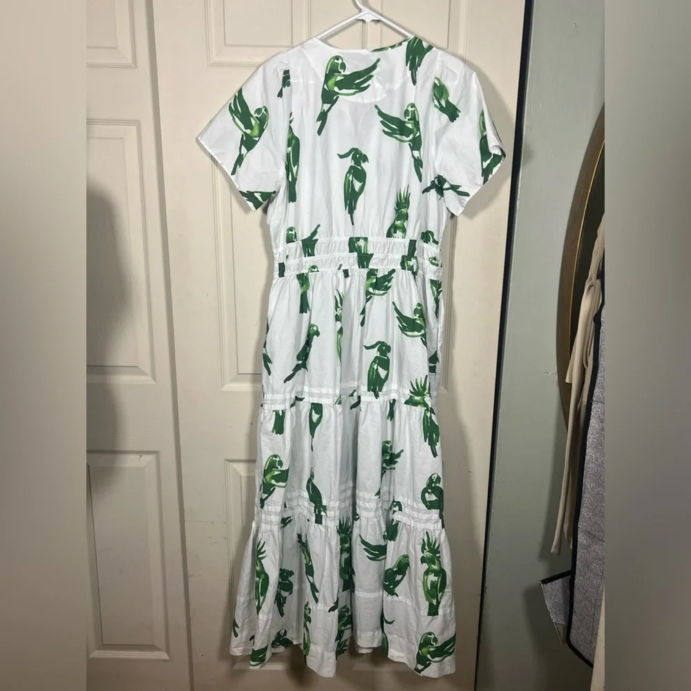 🌺 Anthropologie Somerset Maxi Dress Parrot Print Tiered 1X Cotton - Picture 5 of 5